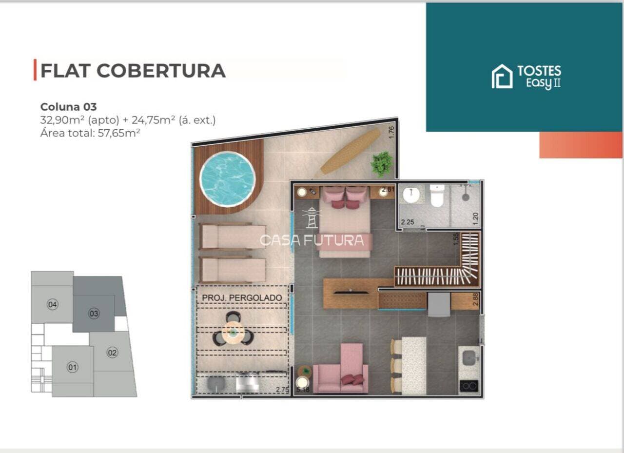 Flat com 1 quarto, 33 m² - foto 2